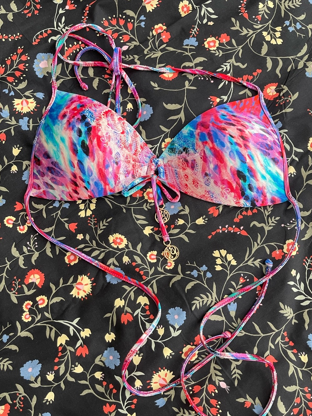 Luli Fama Multicolor Molded Push up  Bikini Top- Size Medium